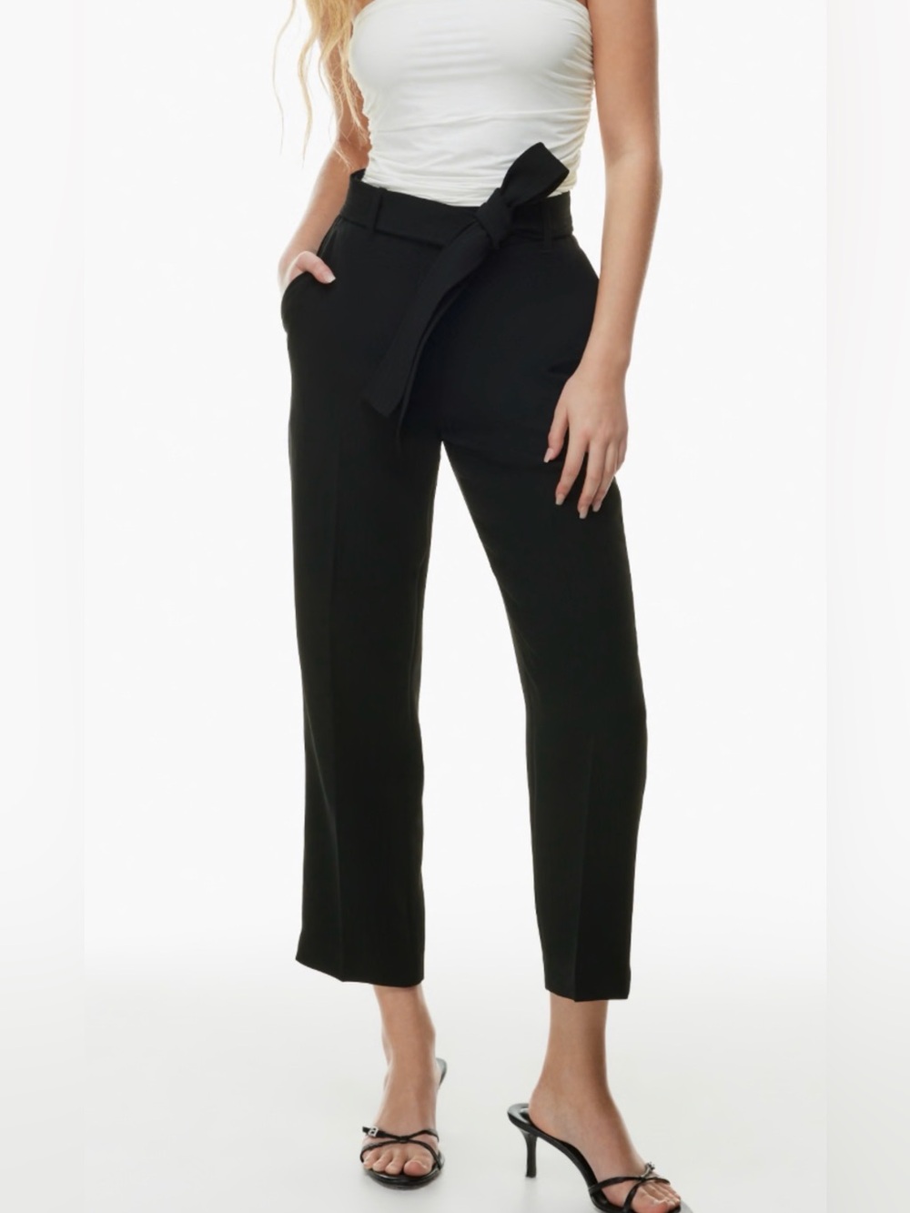 Aritzia Wilfred Pant Tie Front Belted Black Pants Crepe Size 6